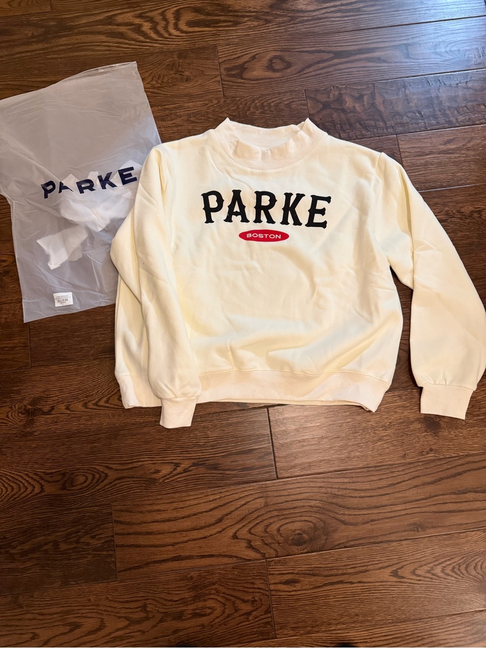Parke Cream Pullover Crewneck with Black Logo